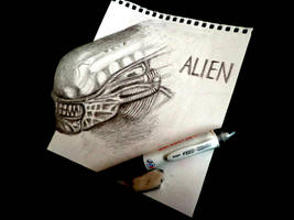 3D Drawing - ALIEN [ H.R.Giger Tribute ]