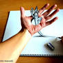3D ART-Ghost passing through the palm of the hand