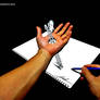 3D Drawing - Ladder penetrating the hand