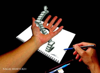 3D Drawing - Stairs that penetrate the palm