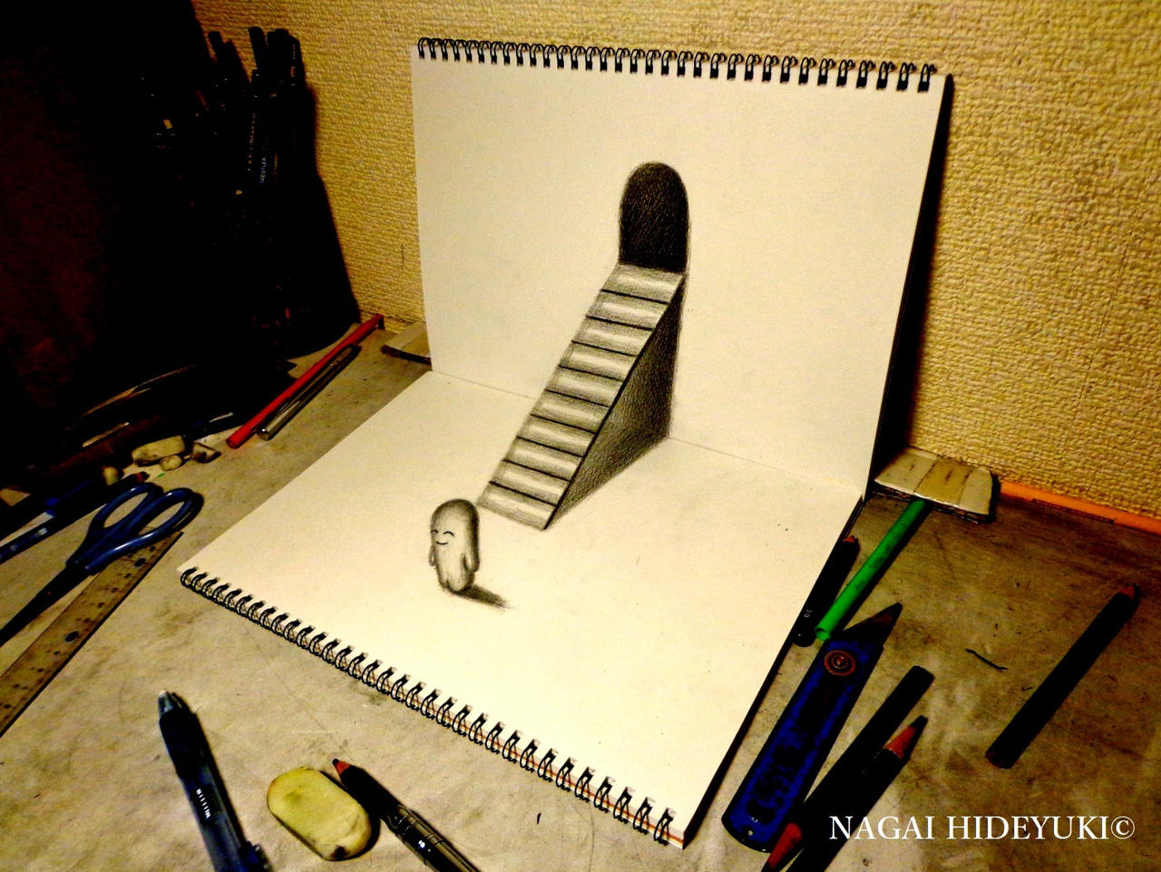 3D Drawing - Monster popping out