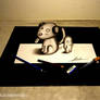 3D Drawing - Dogs and monsters popping out