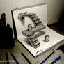3D Drawing - Stairs popping out of paper