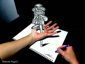 3D Drawing - Monster human penetrating hands