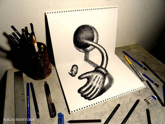3D Drawing - Hands popping out of the hole