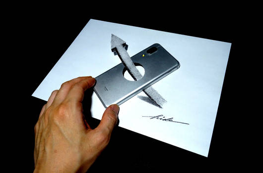 3D Drawing - Arrow penetrating the smartphone