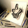 3D Drawing - Musical notes popping out of paper