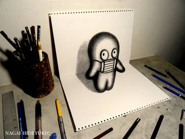 3D Drawing - Mask popping out of paper