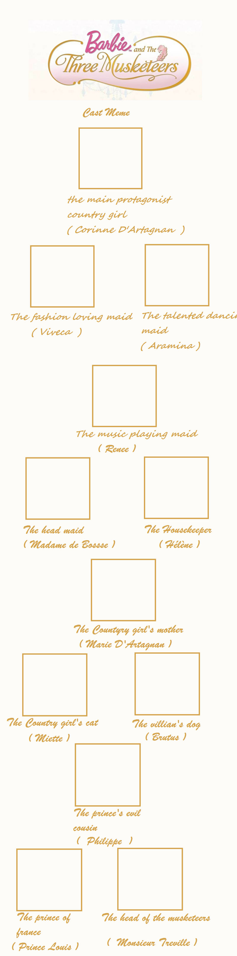 Barbie And The Three Musketeers Cast Meme By Glittertiara On DeviantArt Barbie and the three musketeers cast meme by glittertiara on deviantart