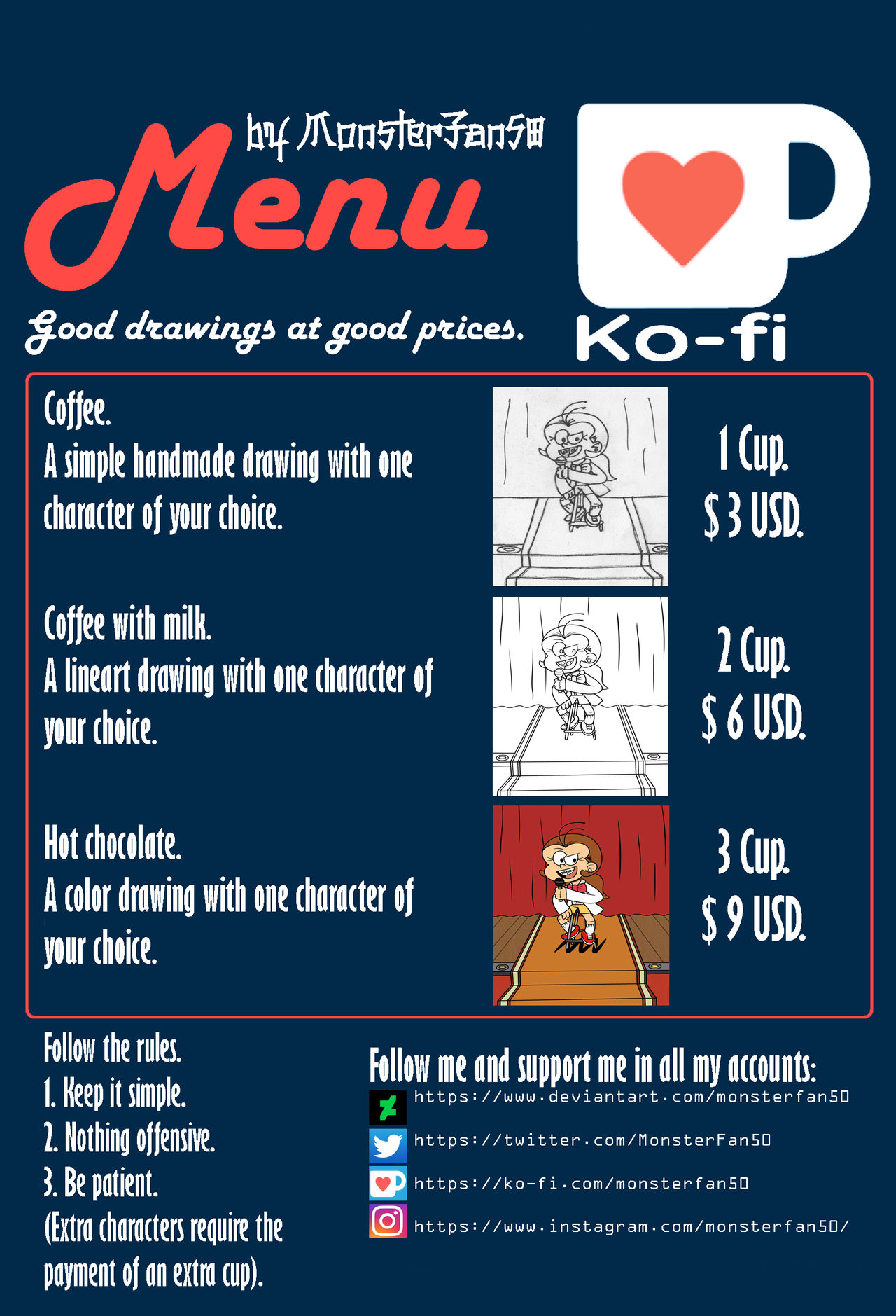 My Menu Ko-fi MF50 2024 by MonsterFan50 on DeviantArt
