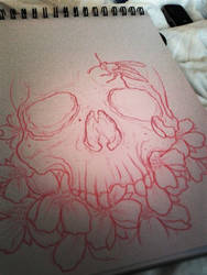 skull and flowers 1