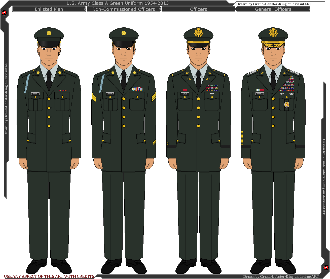 U.S. Army Class A Green Uniforms 1954-2015 by Grand-Lobster-King on DeviantArt U.S. Army Class A Green Uniforms 1954-2015 by Grand-Lobster-King on DeviantArt
