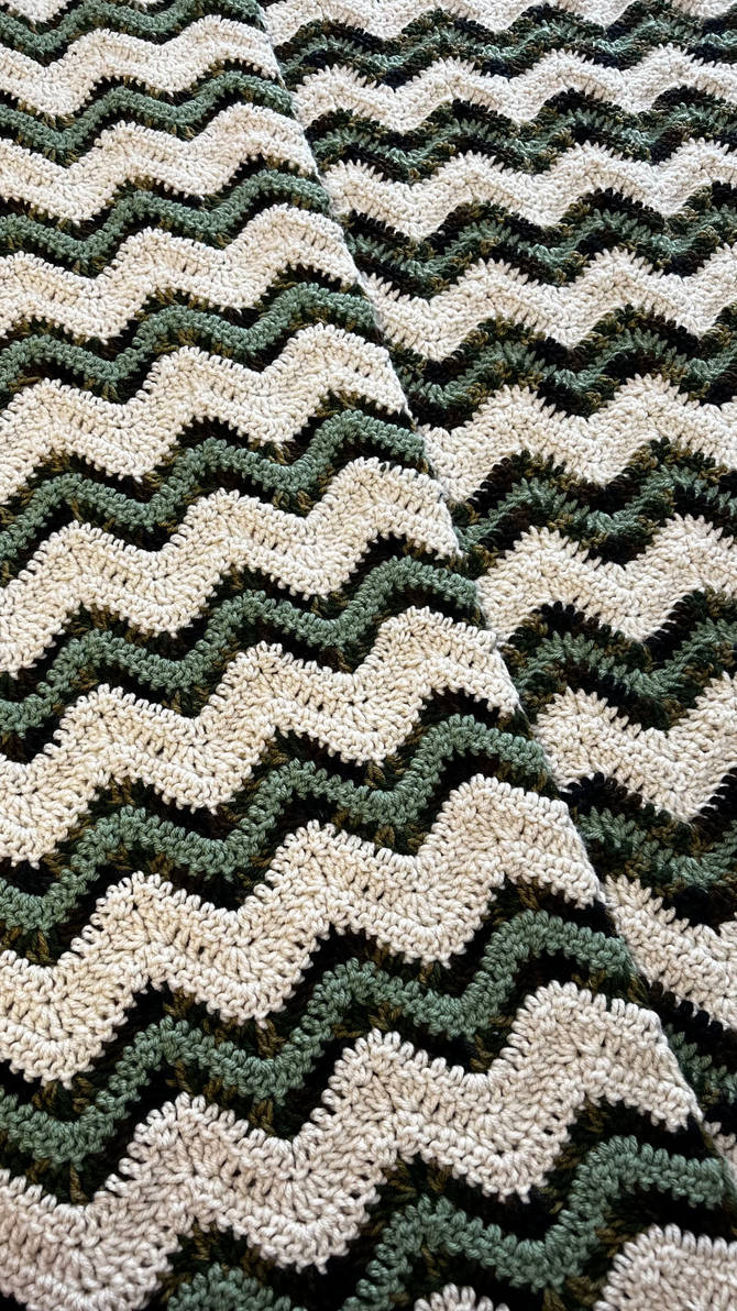 Crochet Camo Chevron Baby Blanket 