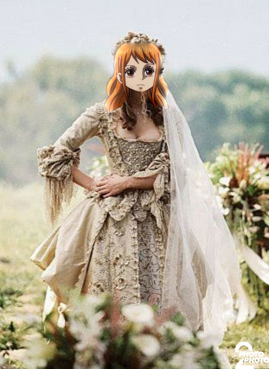 Nami wearing Elizabeth Swann Wedding Dress (3) by EmperorRoku on DeviantArt