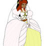 Elu dressed in her wife's wedding dress