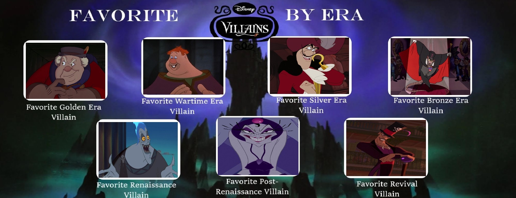 My Favorite Disney Villains by Era by EmperorRoku on DeviantArt