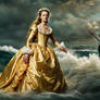 Elizabeth Swann in her wedding dress at the beach