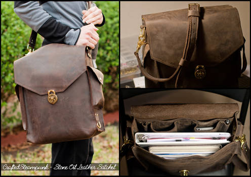 Stone Oil Leather Satchel