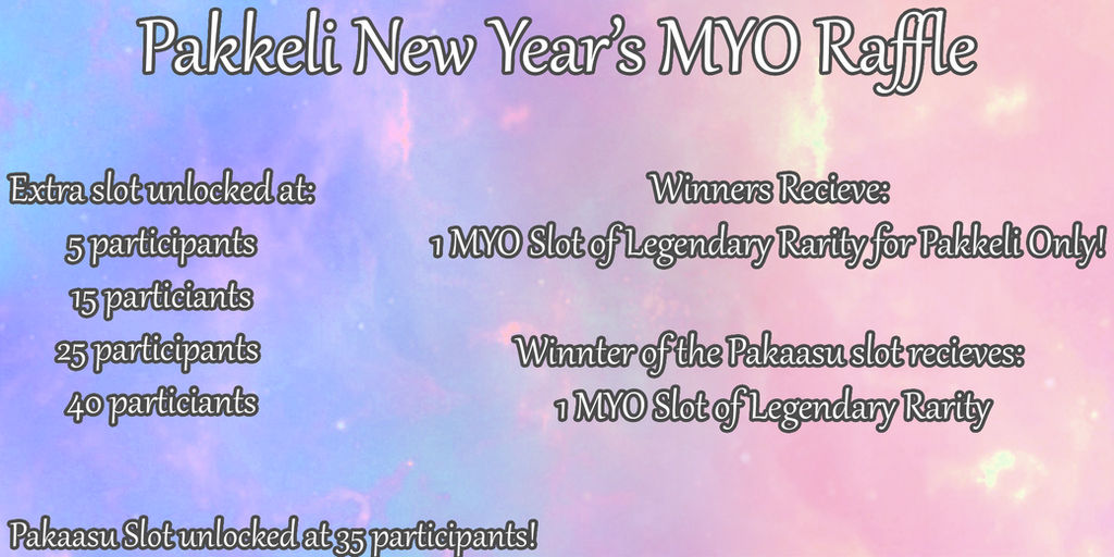 Pakkeli New Year's MYO Raffle: WINNERS by Crystalomic