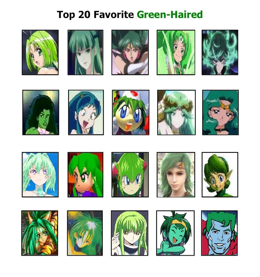 JCFanfic's Top 20 Green Haired Characters by JCFanfics on DeviantArt