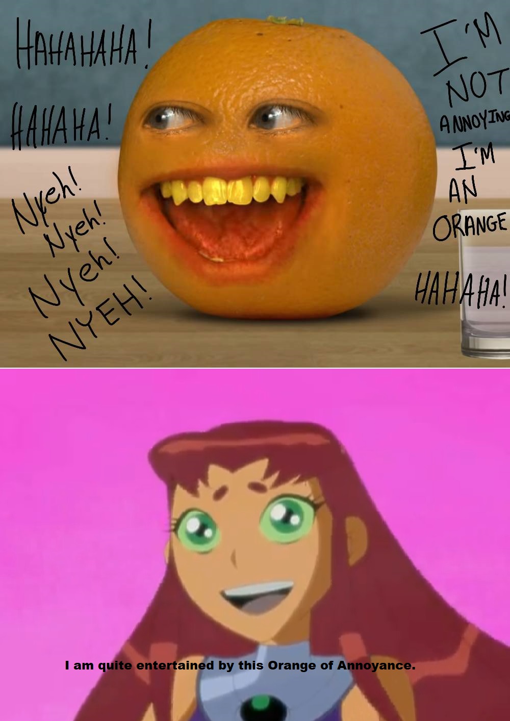 Starfire Finds The Annoying Orange Funny by JCFanfics on DeviantArt