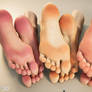 Different foot shapes, colors, and tones