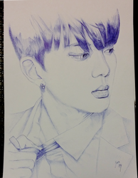 youngjae with ballpoint pen