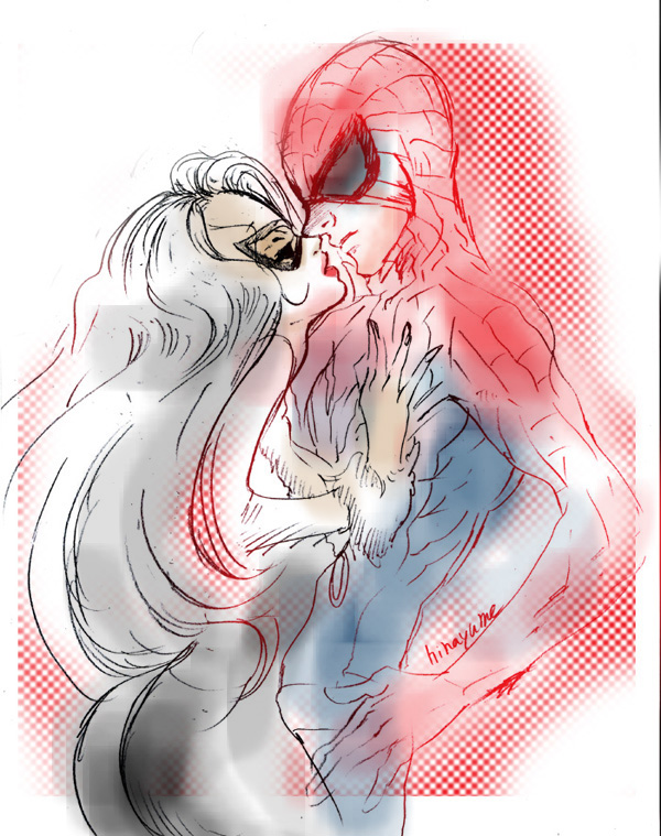 sketch-Spider-Man and  BlackCat-