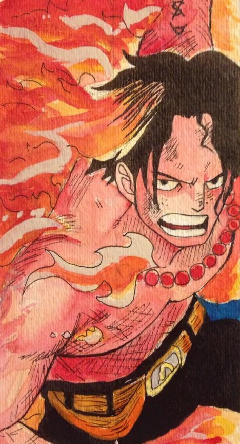 Portgas D. Ace Watercolor Bookmark