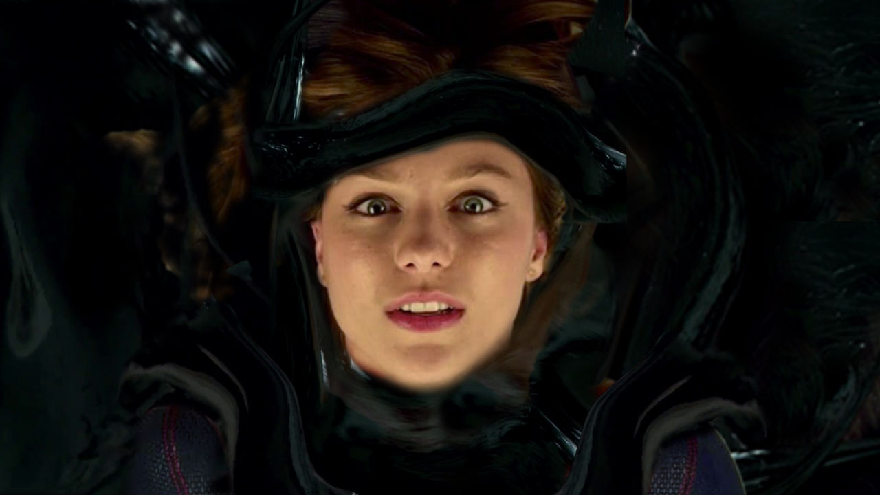 Supergirl Absorbed by the Tar Monster