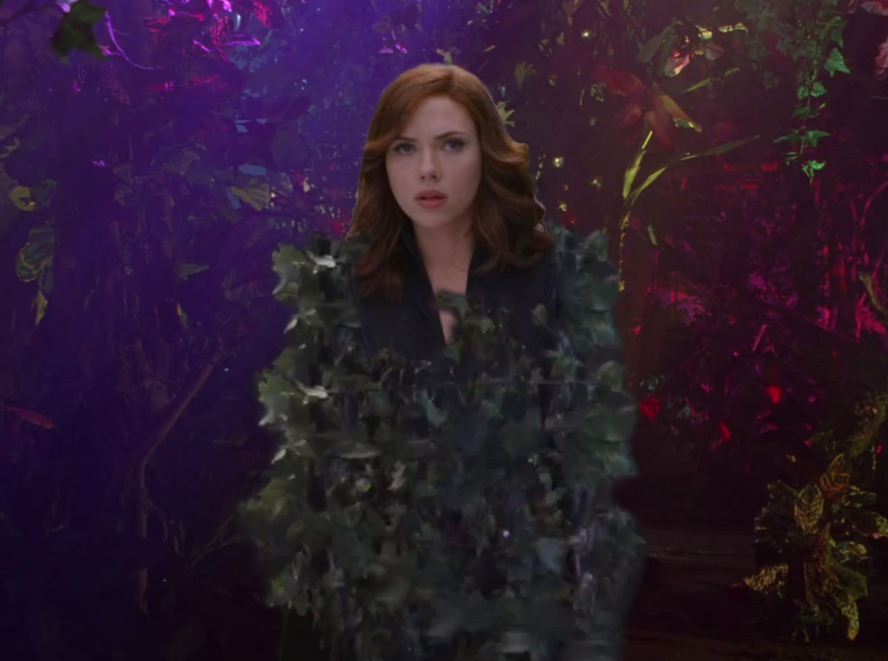 Black Widow Wrapped up in Poison Ivys Vines