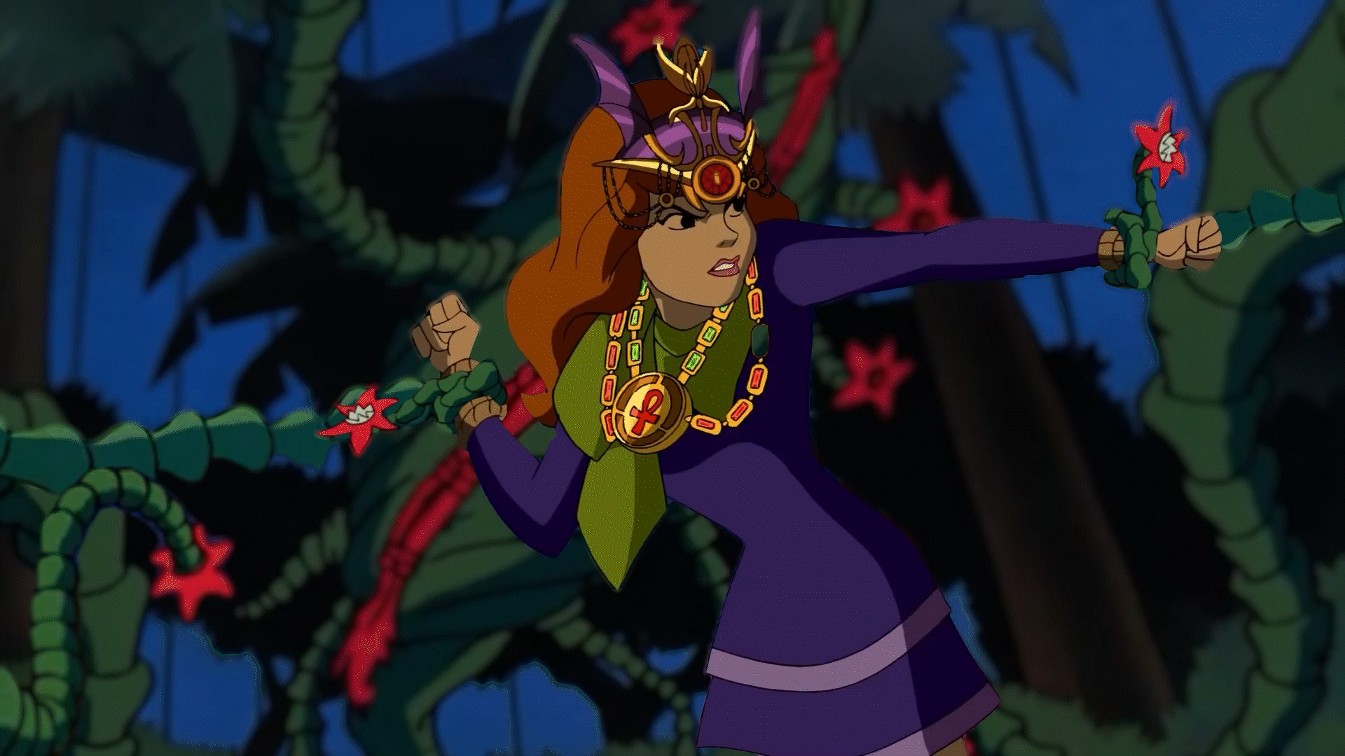 Daphne caught in Poison Ivy's Plant Trap