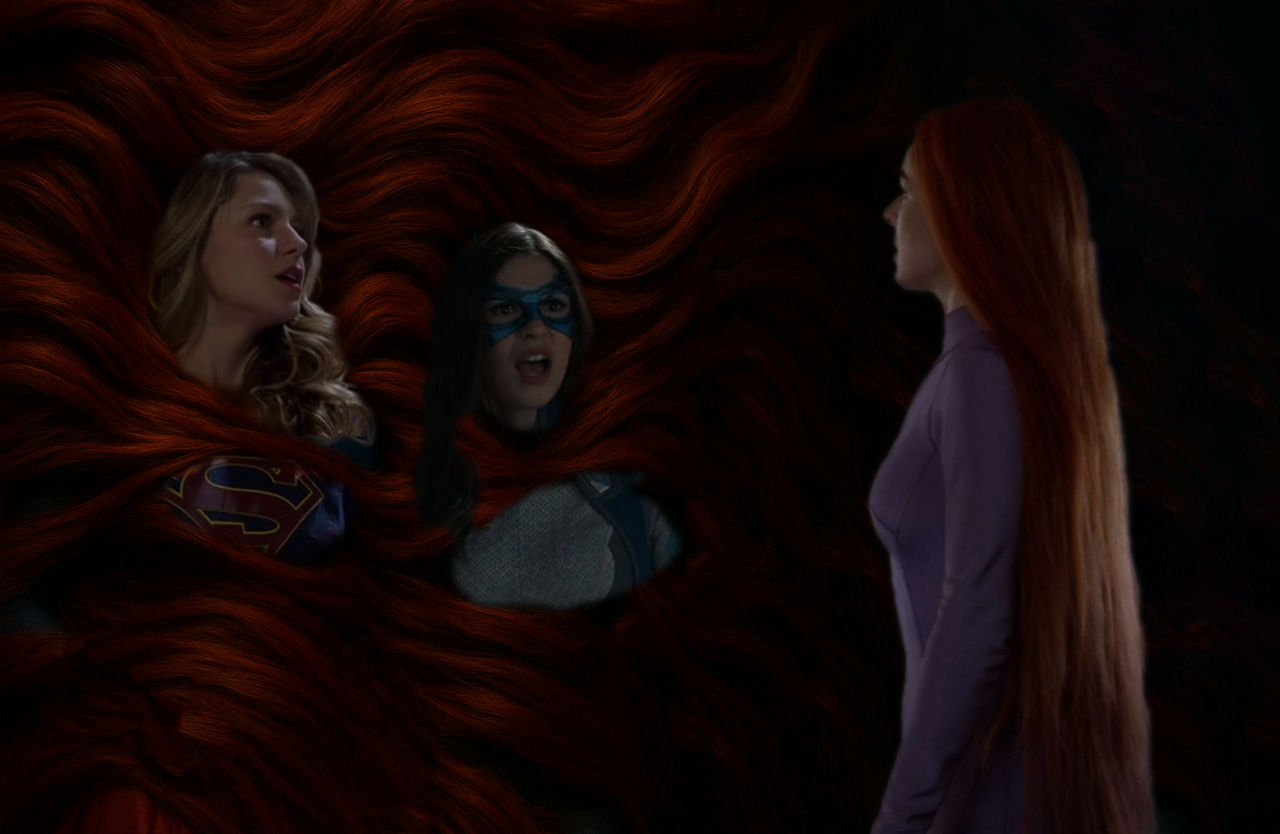 Supergirl and Dreamer Cocooned in Medusas Hair