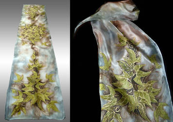 Leaves of Lorien - handpainted silk scarf by JankaLateckova