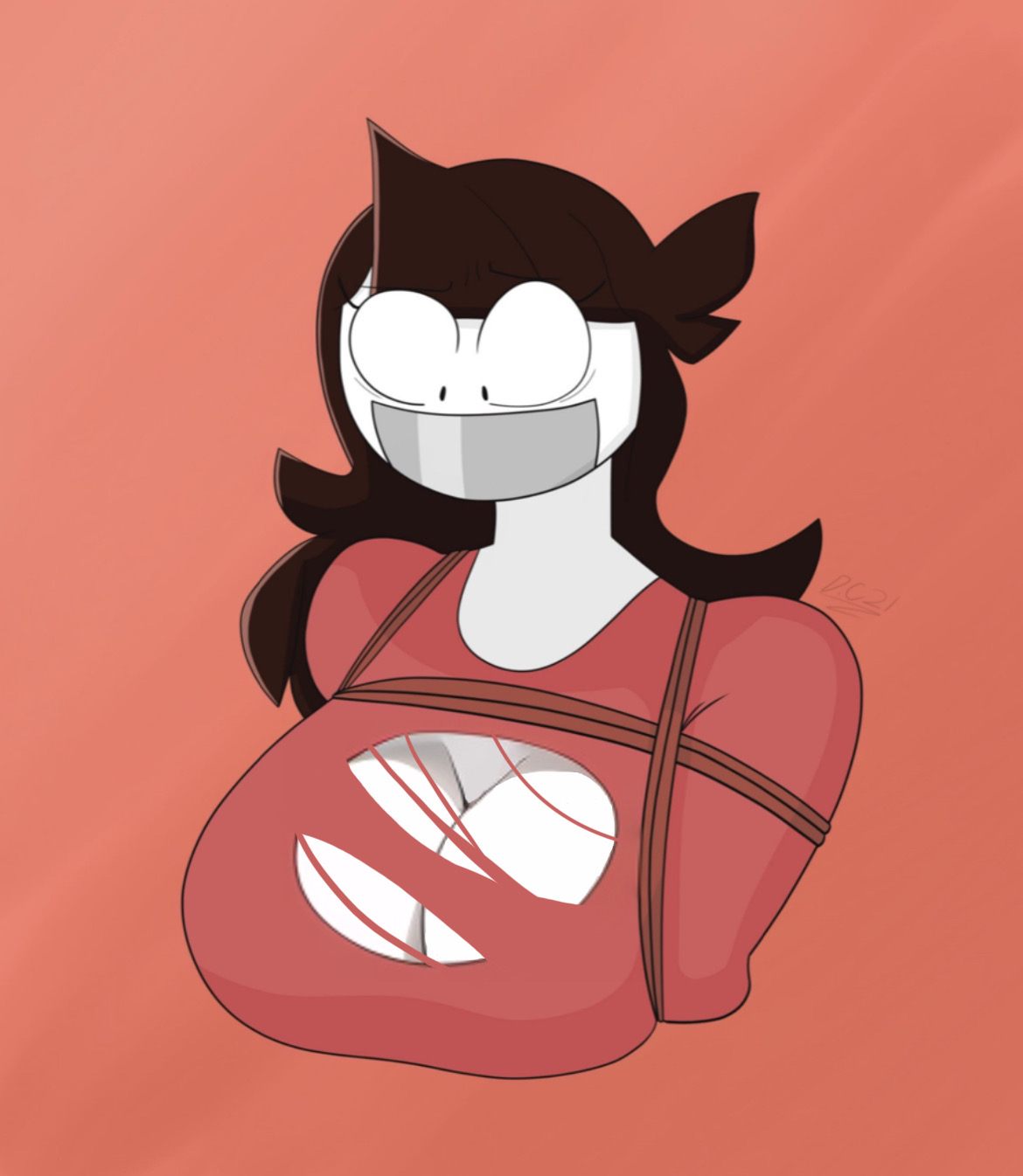 Jaiden tied up shirt torn (artist Dellchan584) by mtlog on DeviantArt