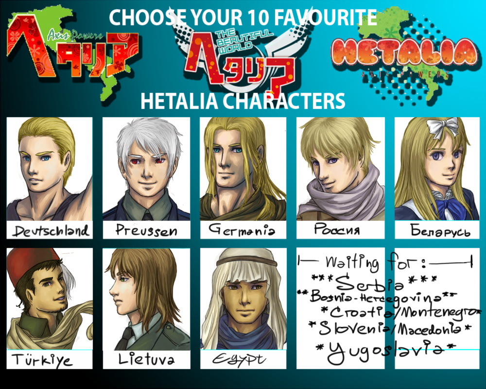 Favorite Te...Eight Hetalia Characters Meme