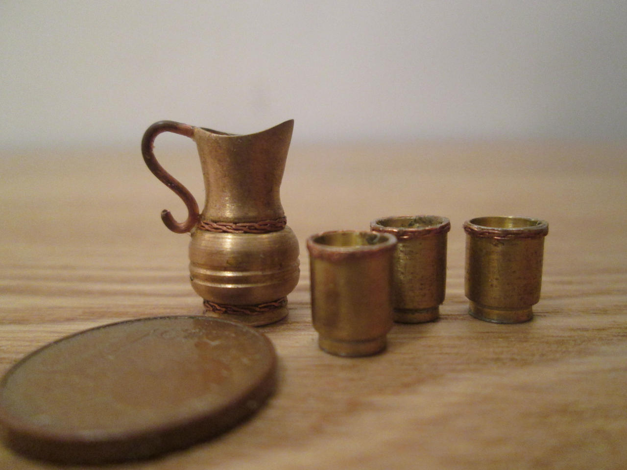 Brass Pitcher And Cups