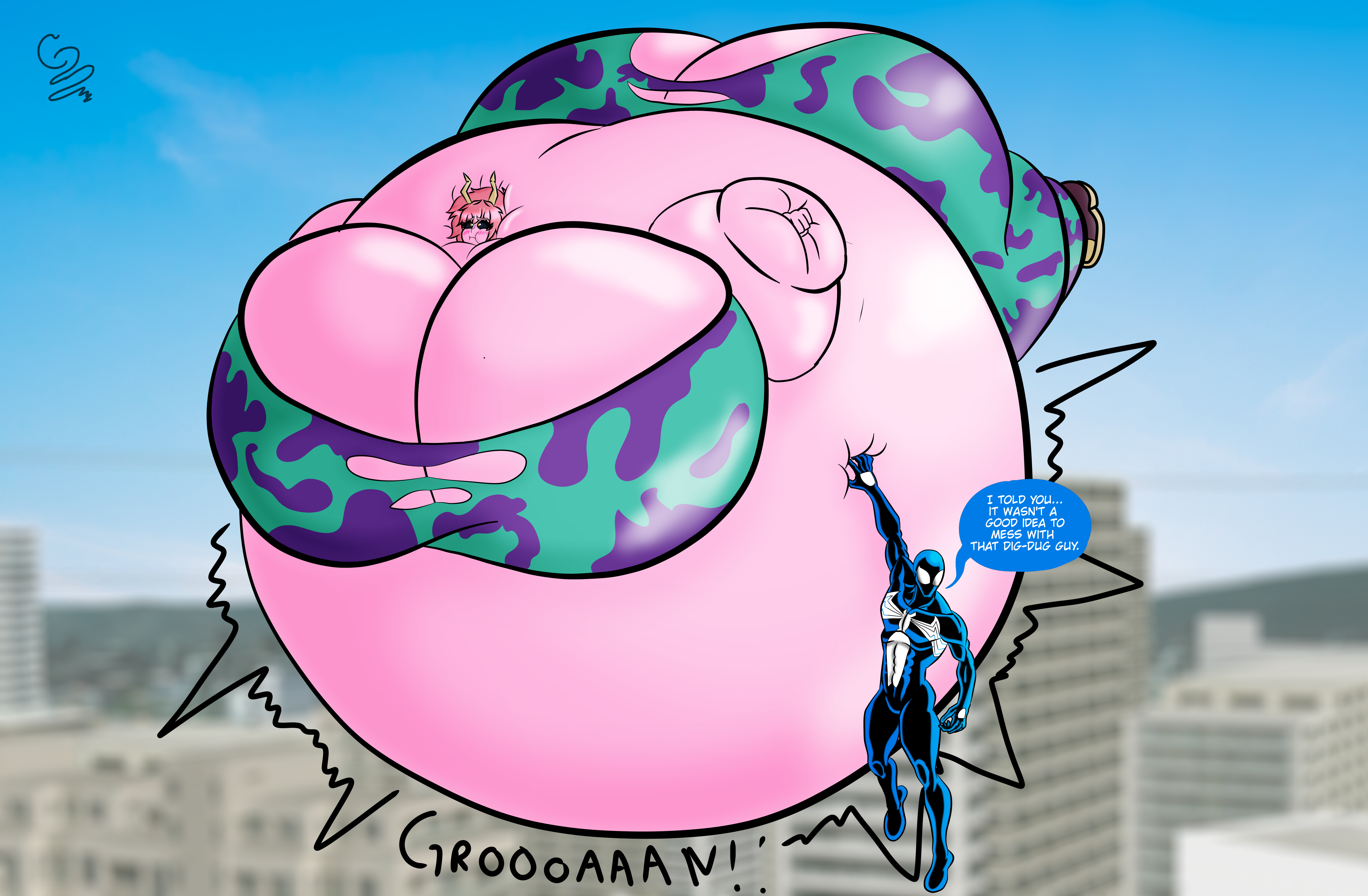Body Inflation Mha Pro Hero Mina Ashido Body Inflation by Sasaqui on DeviantArt