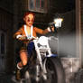 Lara Croft on her street assault motorbike