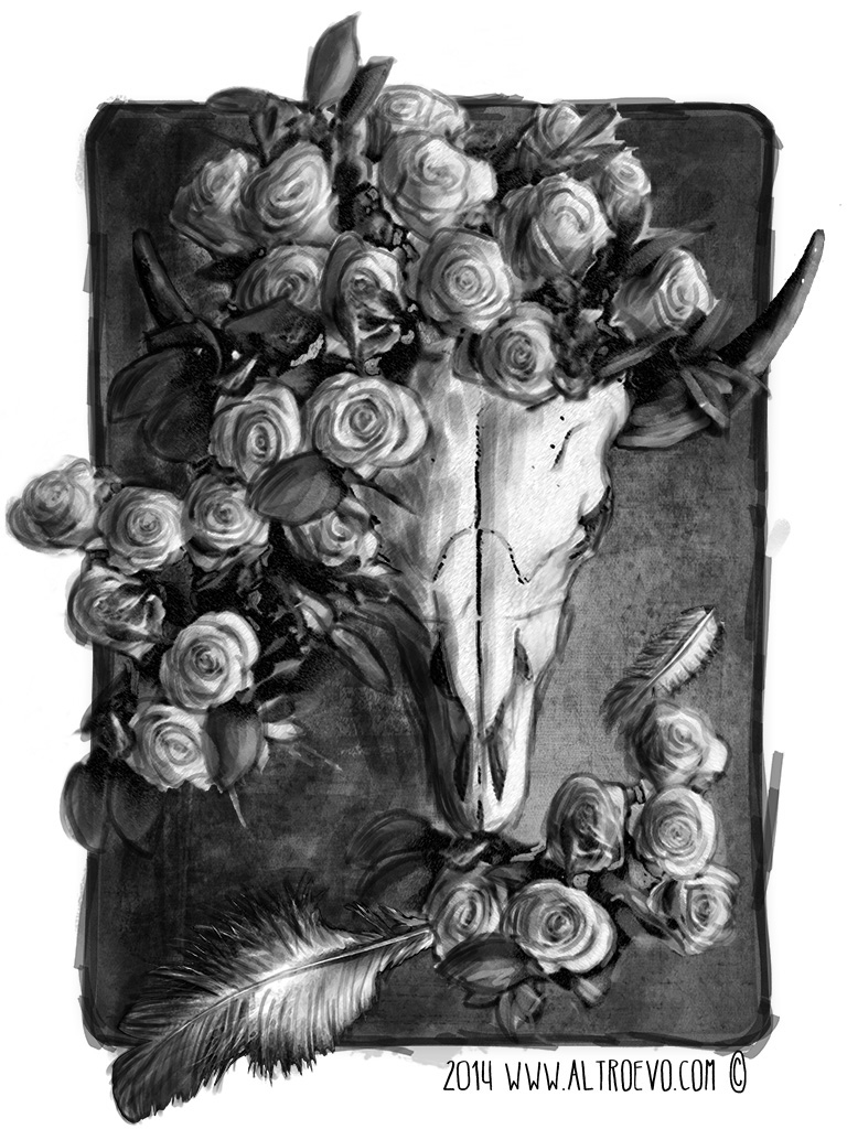 Cow Skull Rose