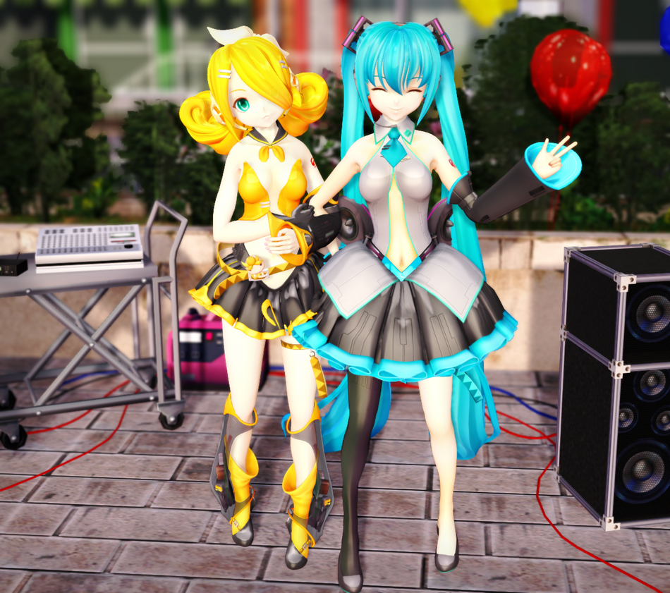 Miku and Rin~ by Minnemi on DeviantArt