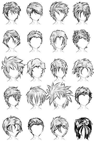 Male Hairstyles Drawing Front View - Sablyan
