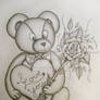 I love you bear with rose