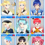 9 Vocaloid + UTAU characters