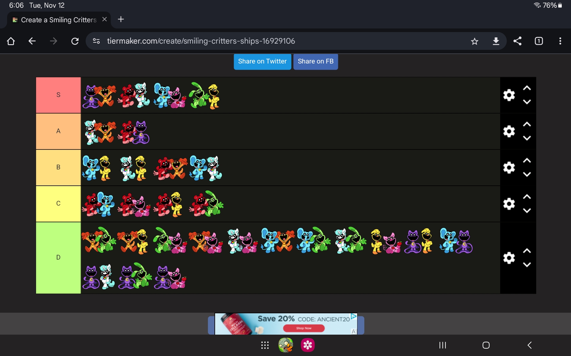 Smiling Critters ship chart by 223351784 on DeviantArt
