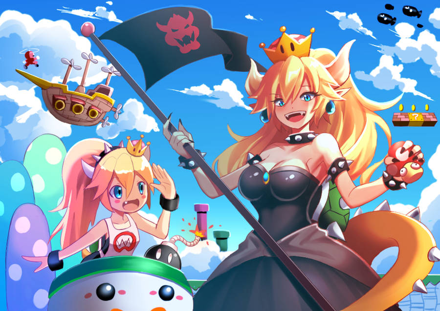 Bowsette and Jr Fanart by PixiTales