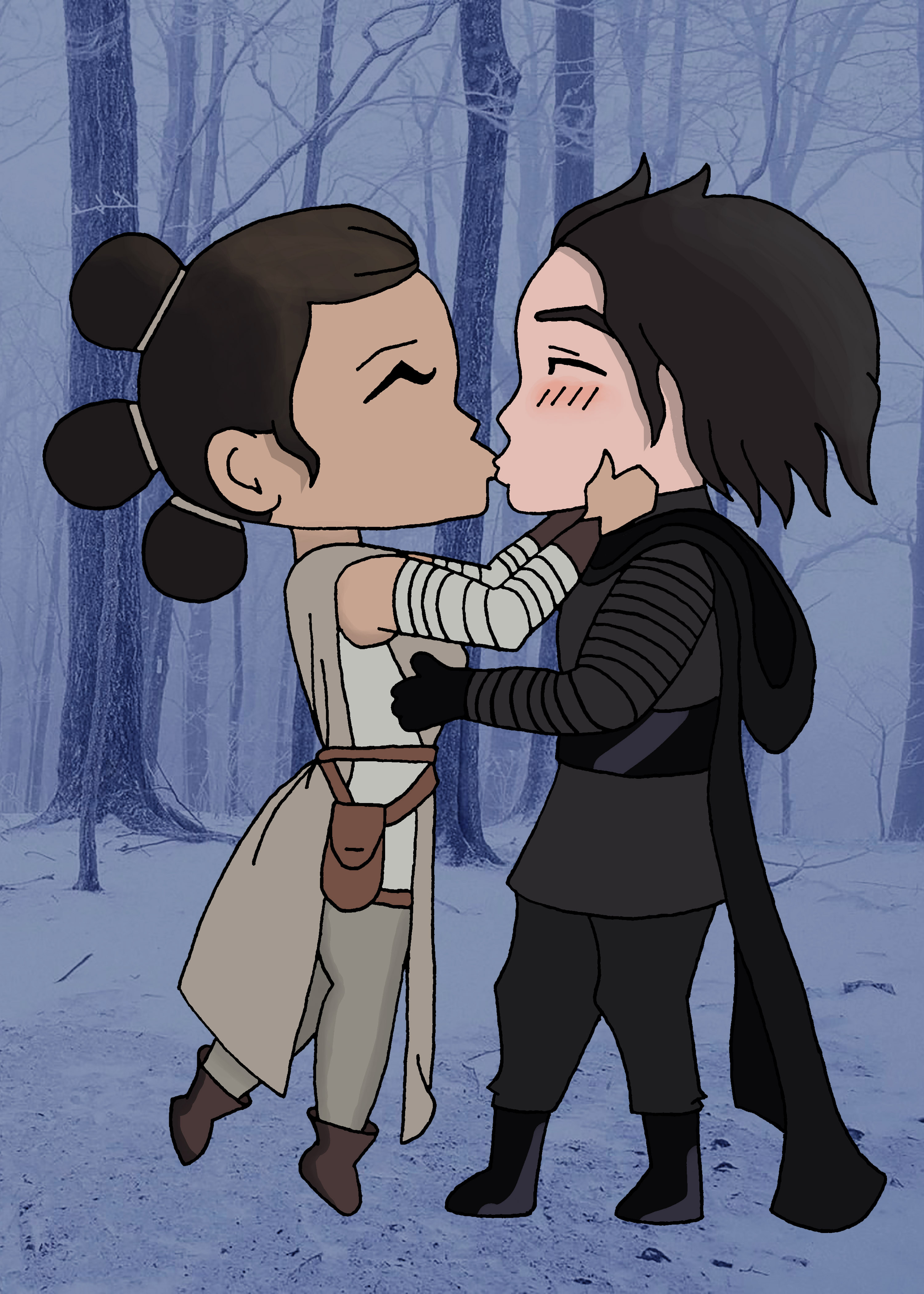 Rey and Kylo Chibi
