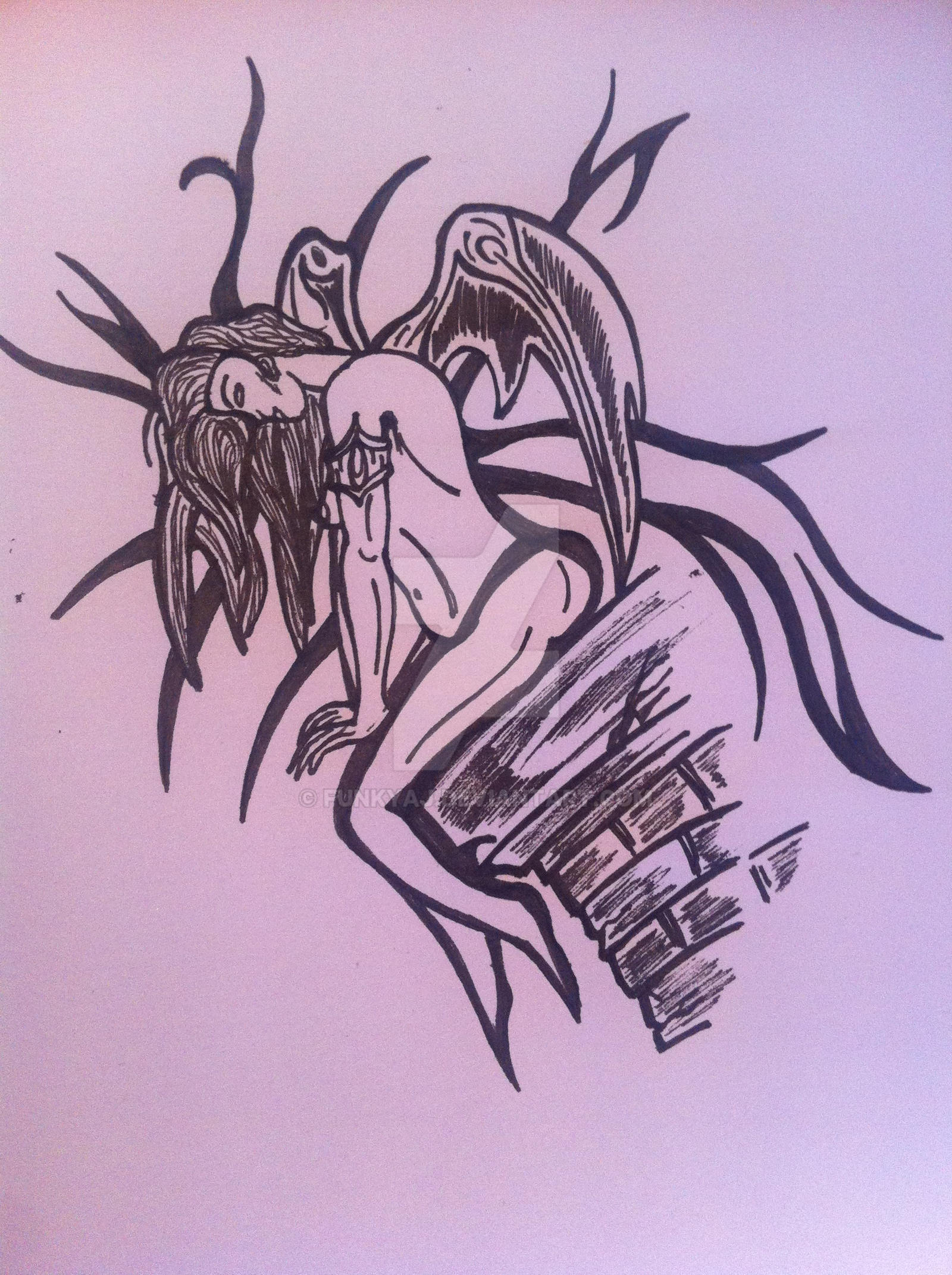 finalised fallen angel tattoo design by FunkyAJ on DeviantArt