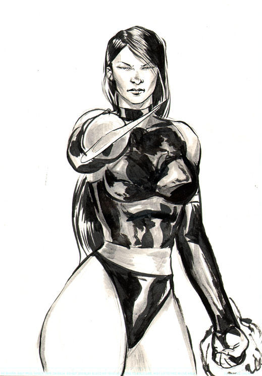 Psylocke Pencil and Ink Sketch