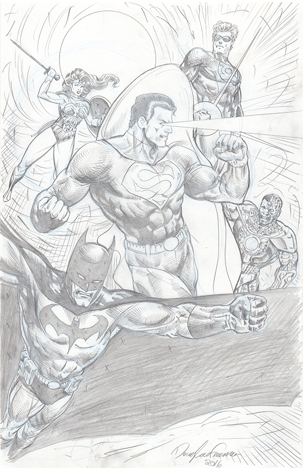 Justice League pinup without Aquaman